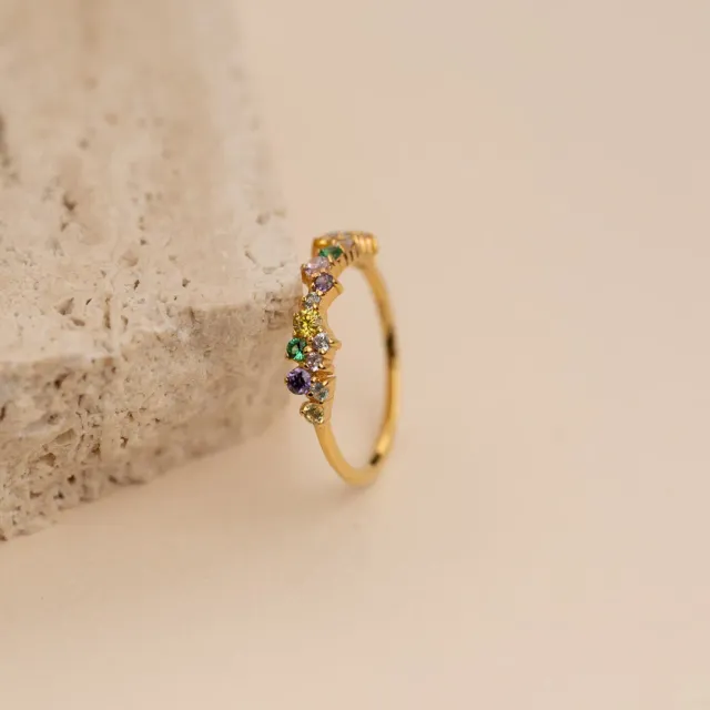 Sisi Copenhagen Clair Rainbow forgyldt ring med zirkonia