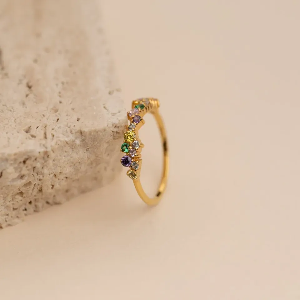 Sisi Copenhagen Clair Rainbow forgyldt ring med zirkonia