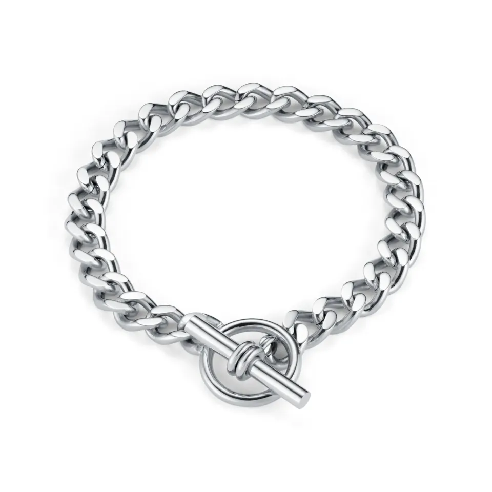 Orelia LUXE Flat Curb T-Bar armbånd sølv