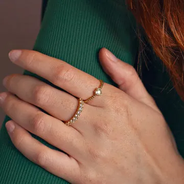 TIMI OF SWEDEN Emi ring hjerte krystal guld str 17