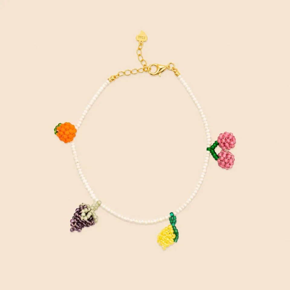 Lulo Jewelry Fruit Bracelet Hvid armbånd 18K guldbelagt frugt