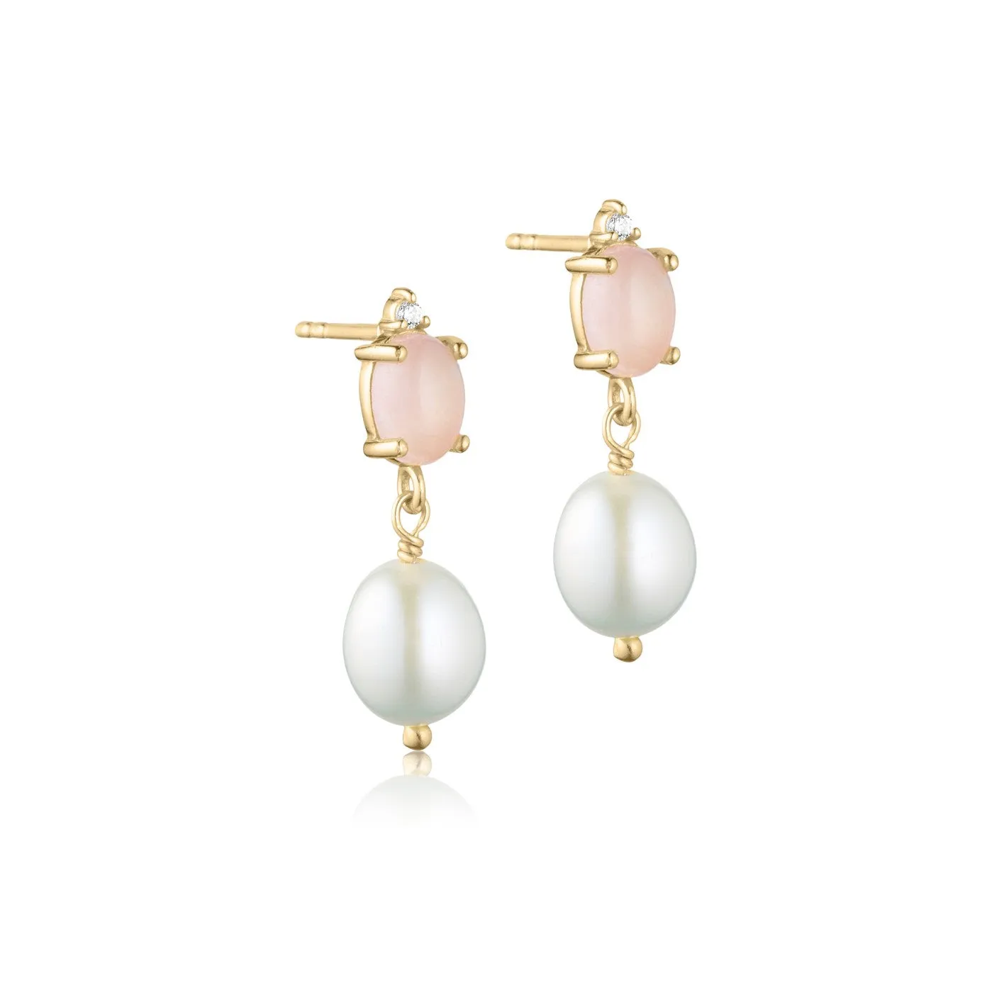 Bykjaergaard Allure øreringe forgyldt rosa quartz