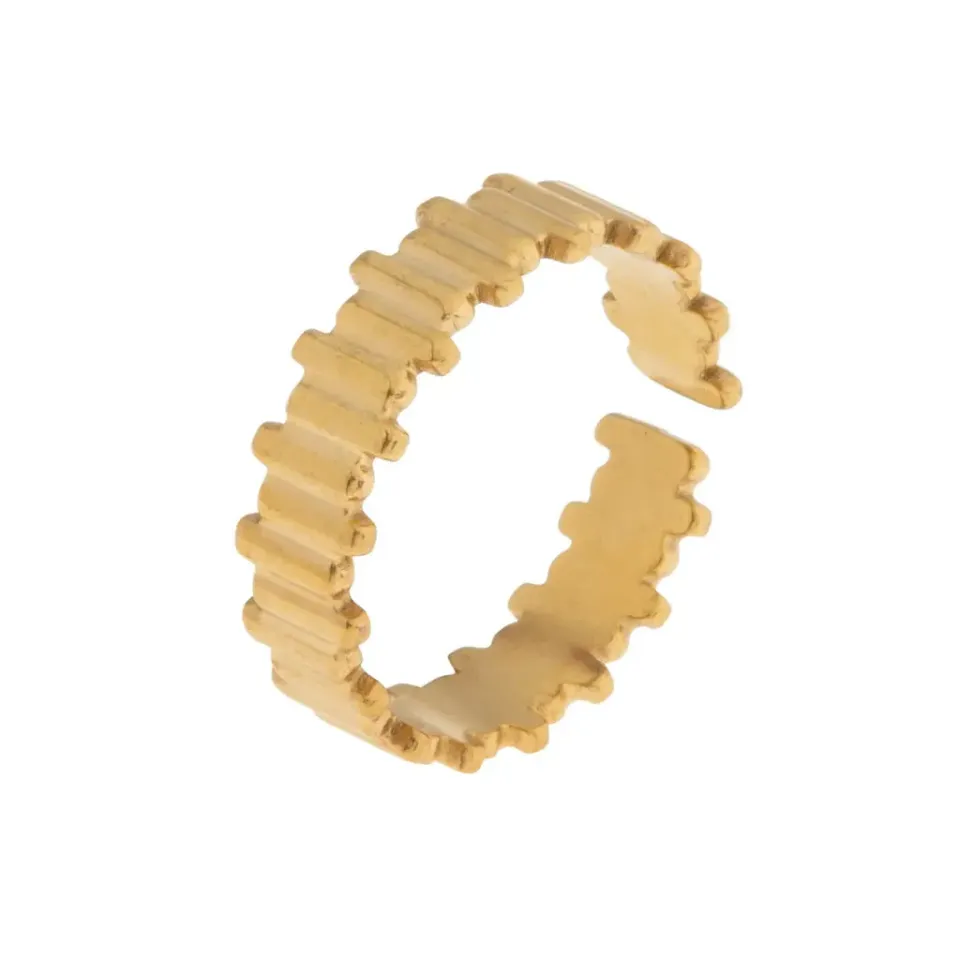 Timi of Sweden Cleo Sculpture ring justerbar stål guld