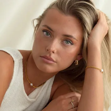 TIMI OF SWEDEN Solange øreringe forgyldt perle hoops