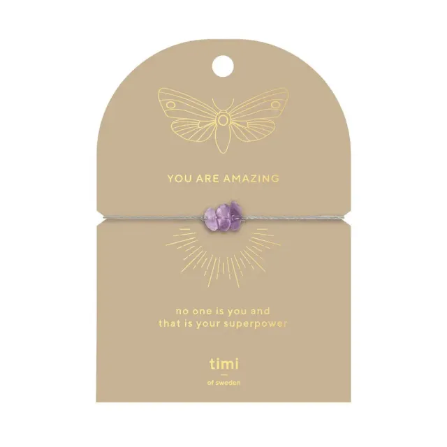 TIMI OF SWEDEN Amethyst Chip armbånd ametyst justerbar