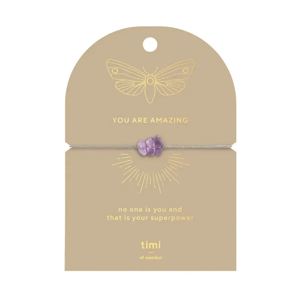 TIMI OF SWEDEN Amethyst Chip armbånd ametyst justerbar
