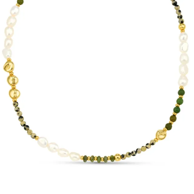 Orelia Mixed Semi-Precious Pearl halskæde forgyldt