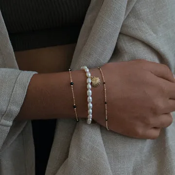 TIMI OF SWEDEN Mermaid Shell perle armbånd forgyldt