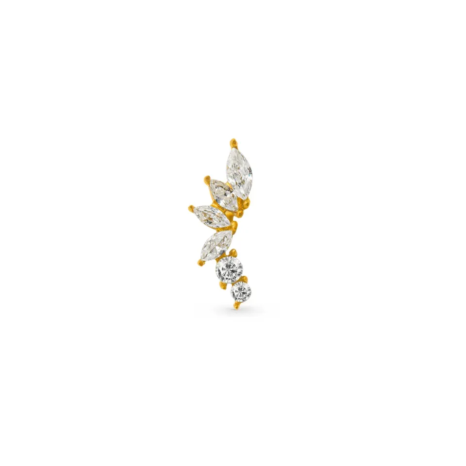 Orelia Curved Crystal Cluster Barbell stud guld 1 stk