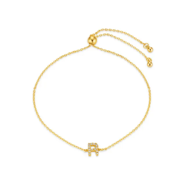 Orelia R Pavé Initial Slider armbånd guld bogstav R