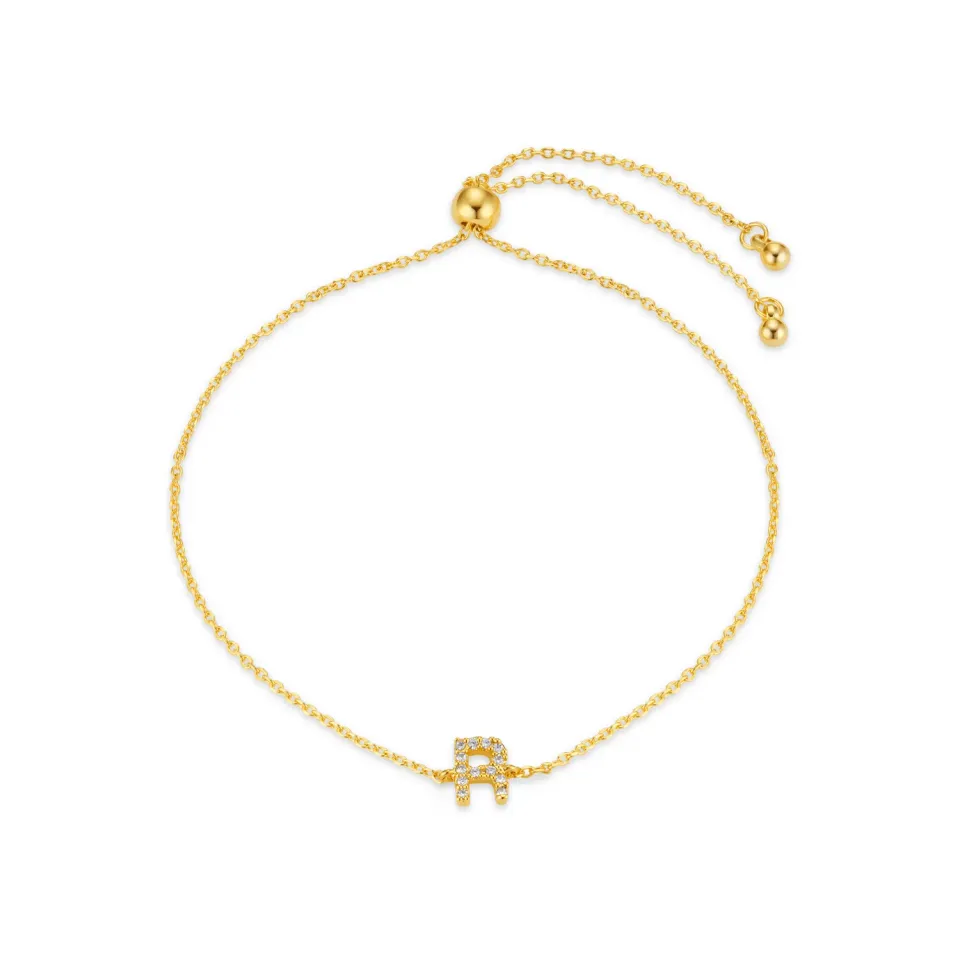 Orelia R Pavé Initial Slider armbånd guld bogstav R