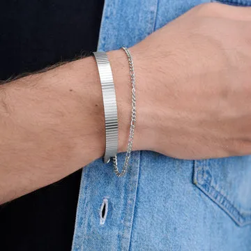 TIMI OF SWEDEN Hugo armbånd sølv 21 cm chunky