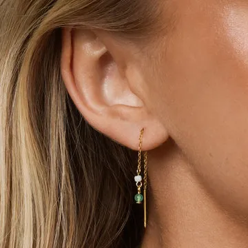 TIMI OF SWEDEN Adele mint bead øreringe guld 7 cm