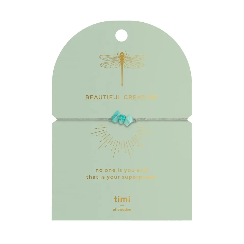 TIMI OF SWEDEN Amazonite Chip armbånd forgyldt justerbart