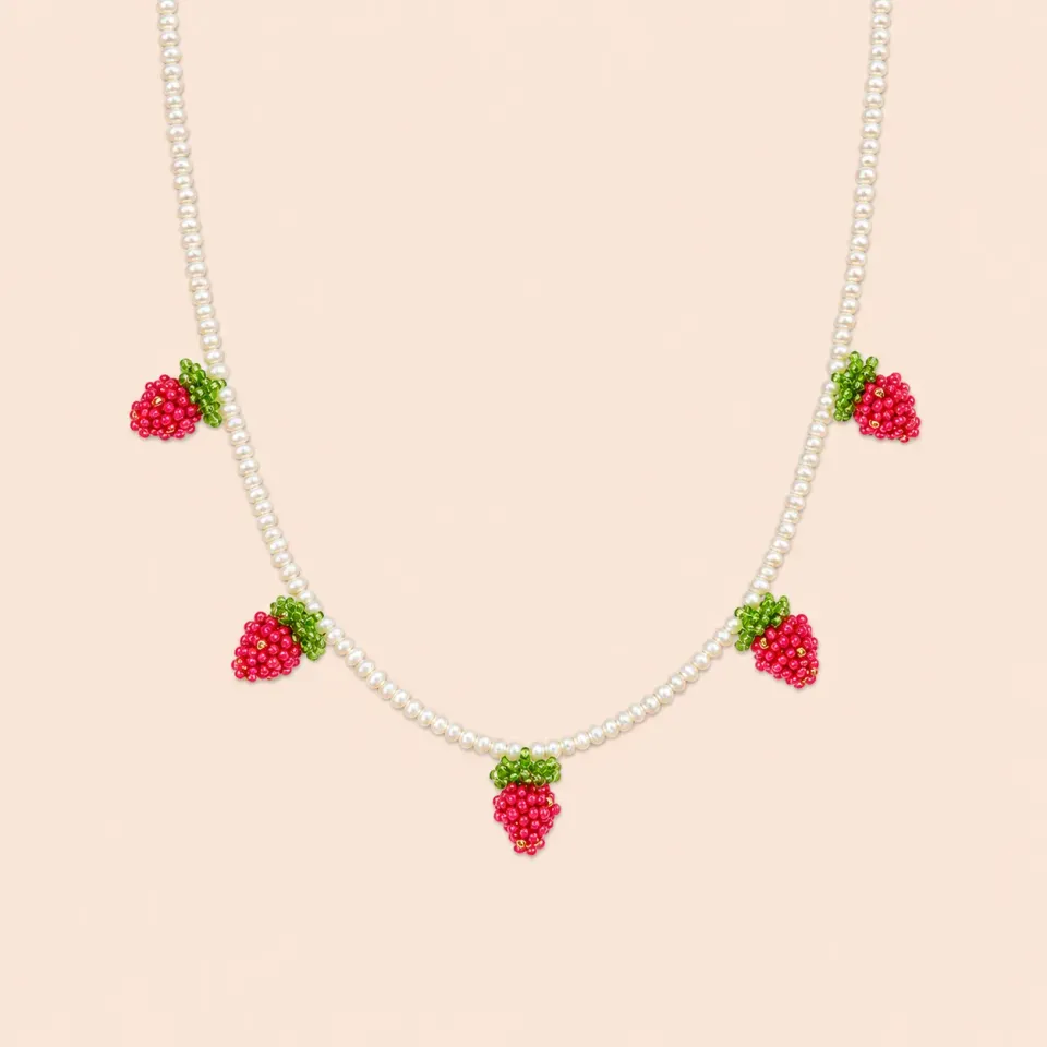 Lulo Strawberry Necklace halskæde 18K guldbelagt