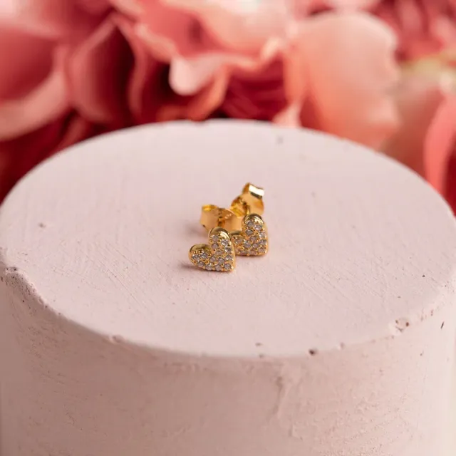 Sisi Copenhagen Esme crystal stud øreringe hjerter forgyldt par
