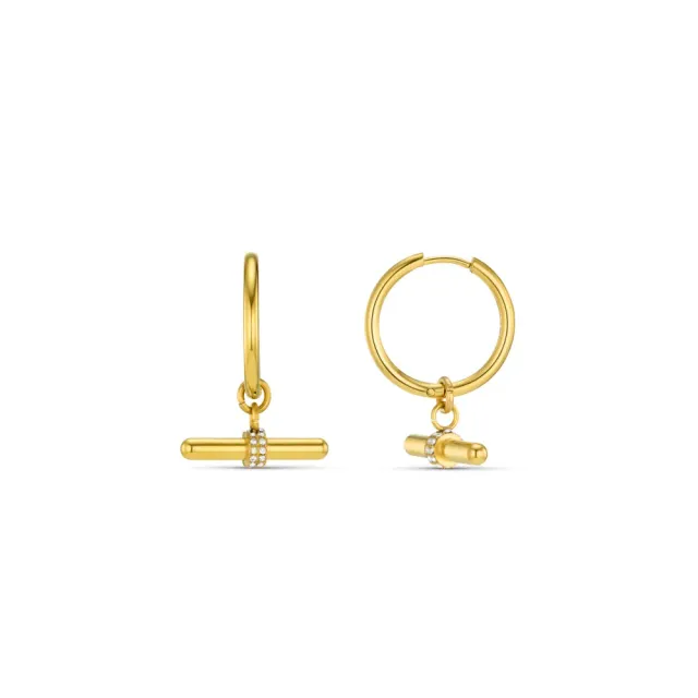 Orelia LUXE Pavé T-Bar hoop øreringe guld vandtætte