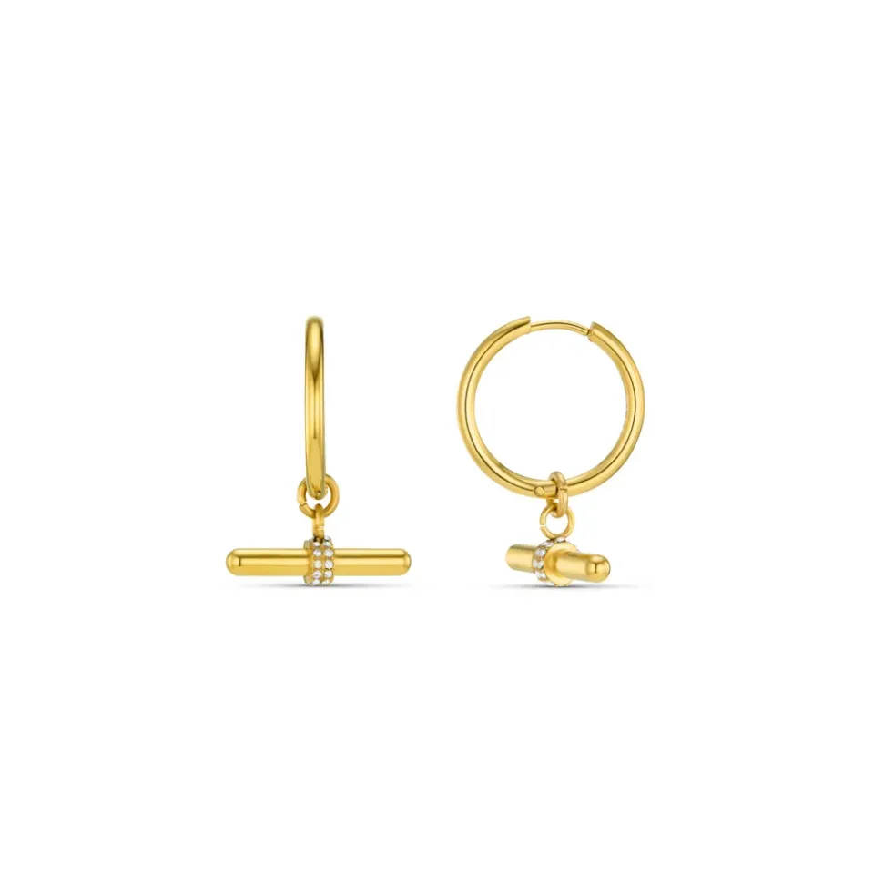 Orelia LUXE Pavé T-Bar hoop øreringe guld vandtætte
