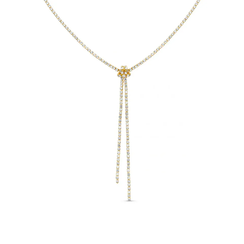 Orelia Crystal Knot Tassel halskæde guld med krystal