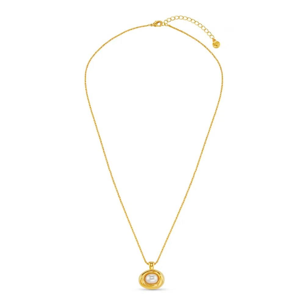 Orelia Statement Molten Pearl halskæde guld perle