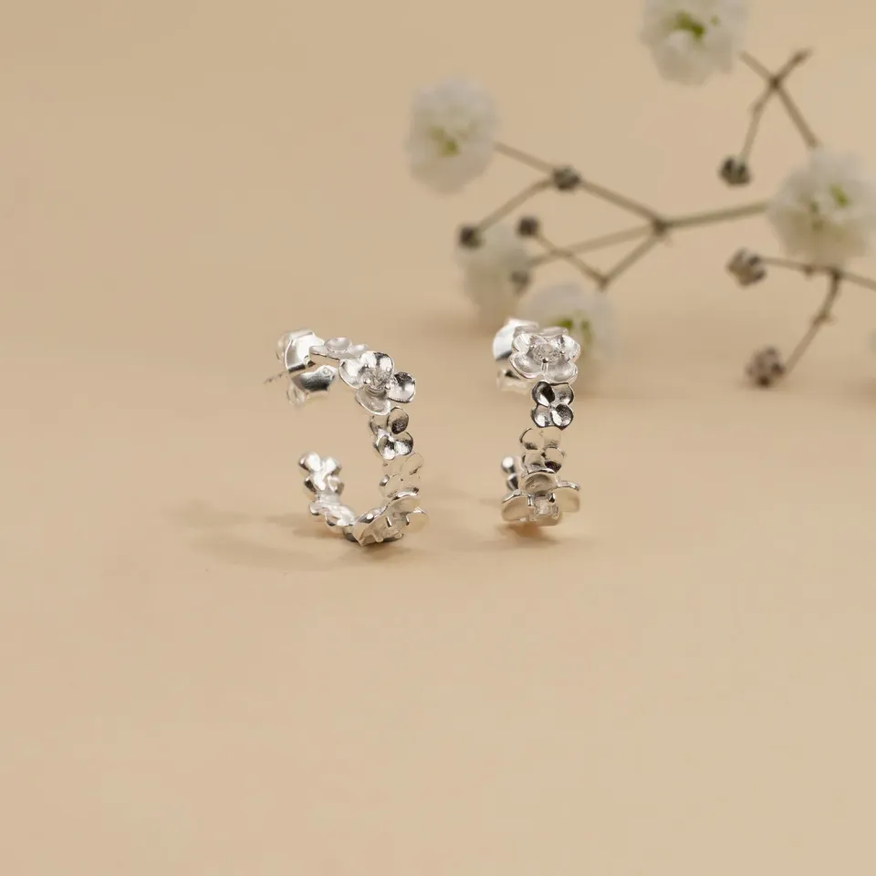Sisi Copenhagen Flora Crystal creoler sølv zirkon 15 mm