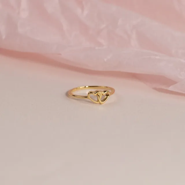Sisi Copenhagen Adora ring forgyldt med hjerter str. 48-64