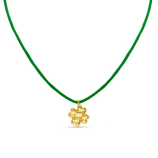 Orelia Clover Charm snorhalskæde forgyldt grøn