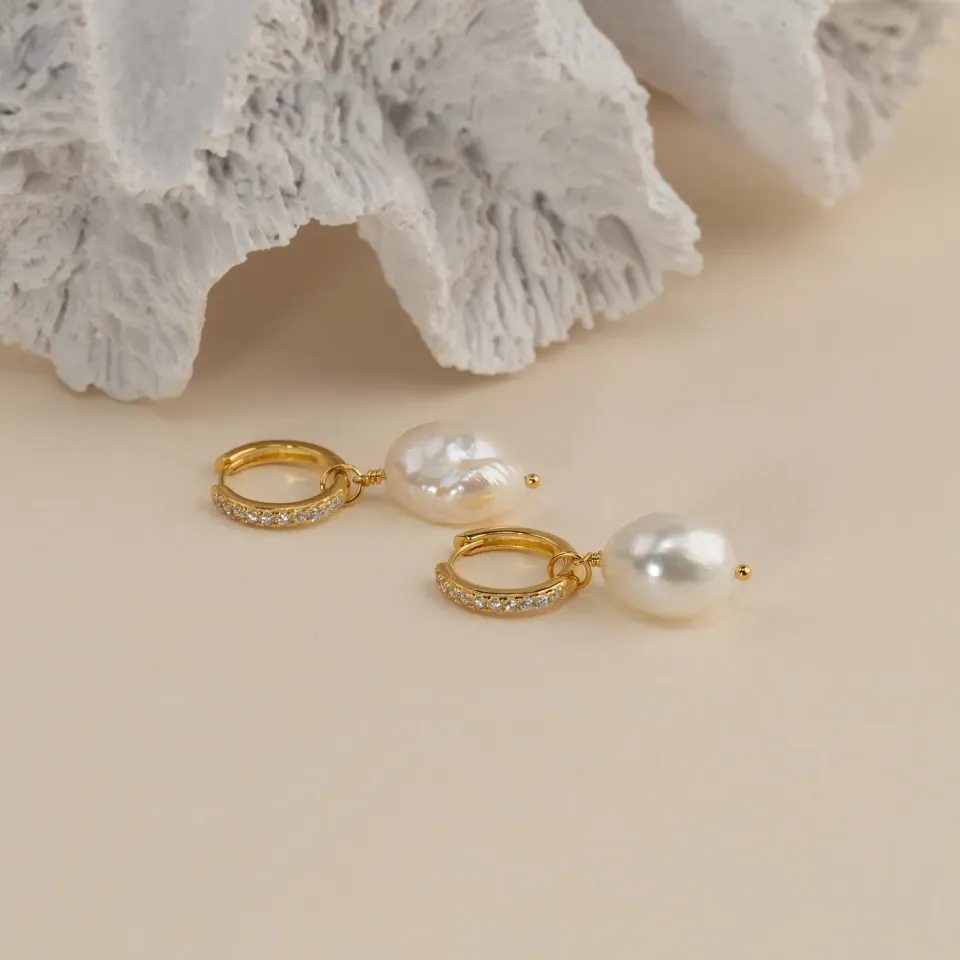 Sisi Copenhagen Noella Pearl creoler forgyldt perle zirkonia
