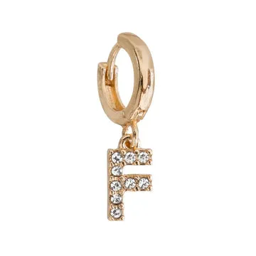 TIMI OF SWEDEN Crystal Letter hoop ørering forgyldt