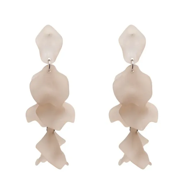 Wos Zena øreringe beige blomst 8,8 cm
