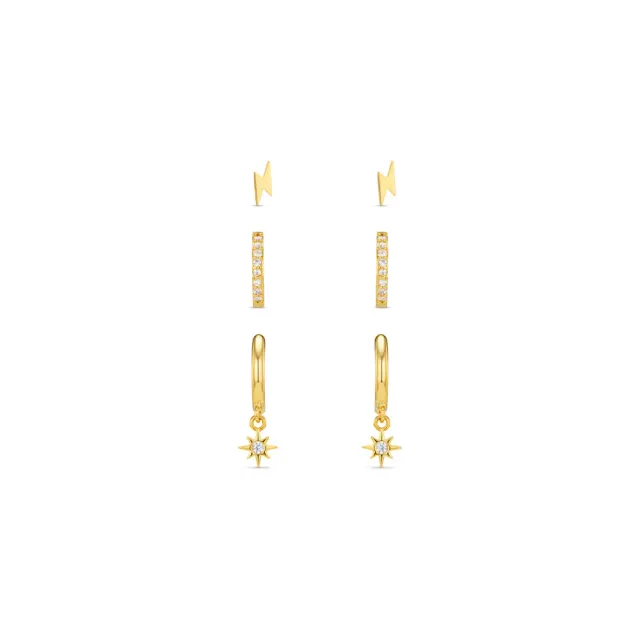 Orelia Pavé Lightning & Starburst øreringe sæt guld