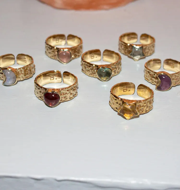 Wos Mini Luna ring messing ametyst justerbar