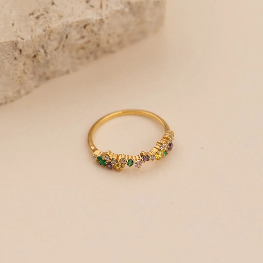 Sisi Copenhagen Clair Rainbow forgyldt ring med zirkonia