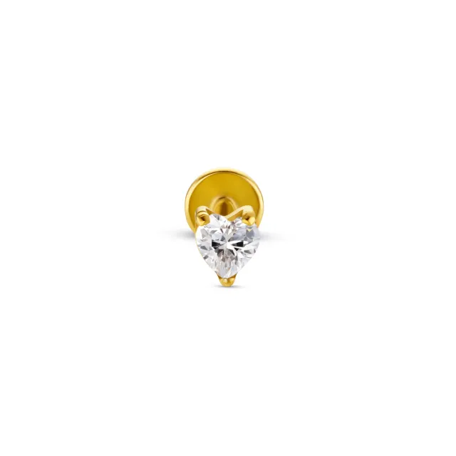 Orelia Crystal Heart labret ørering forgyldt enkelt hjerte
