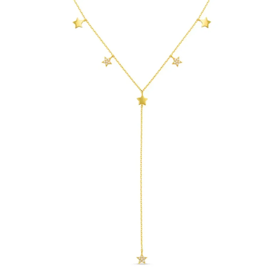 Orelia Crystal Multi Star Lariat halskæde guld stjerne