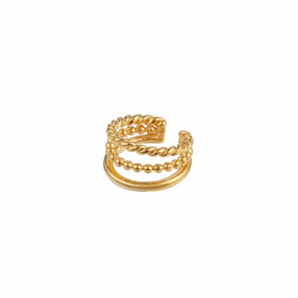 Orelia Triple Textured ear cuff forgyldt
