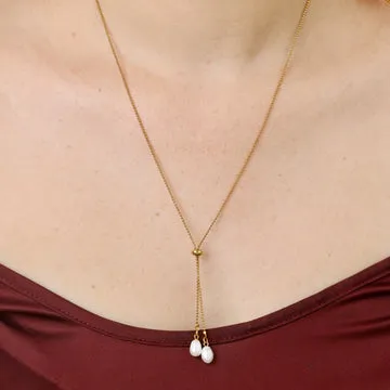 TIMI OF SWEDEN Barbro lariat halskæde ferskvandsperle 60 cm