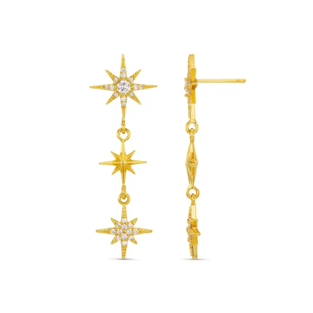 Orelia Triple Crystal Starburst øreringe guld