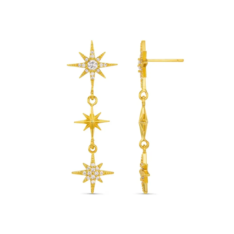 Orelia Triple Crystal Starburst øreringe guld
