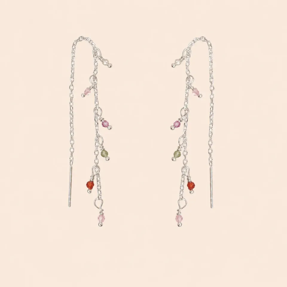 Lulo Jewelry Camile ørering 925S sølv farverige natursten