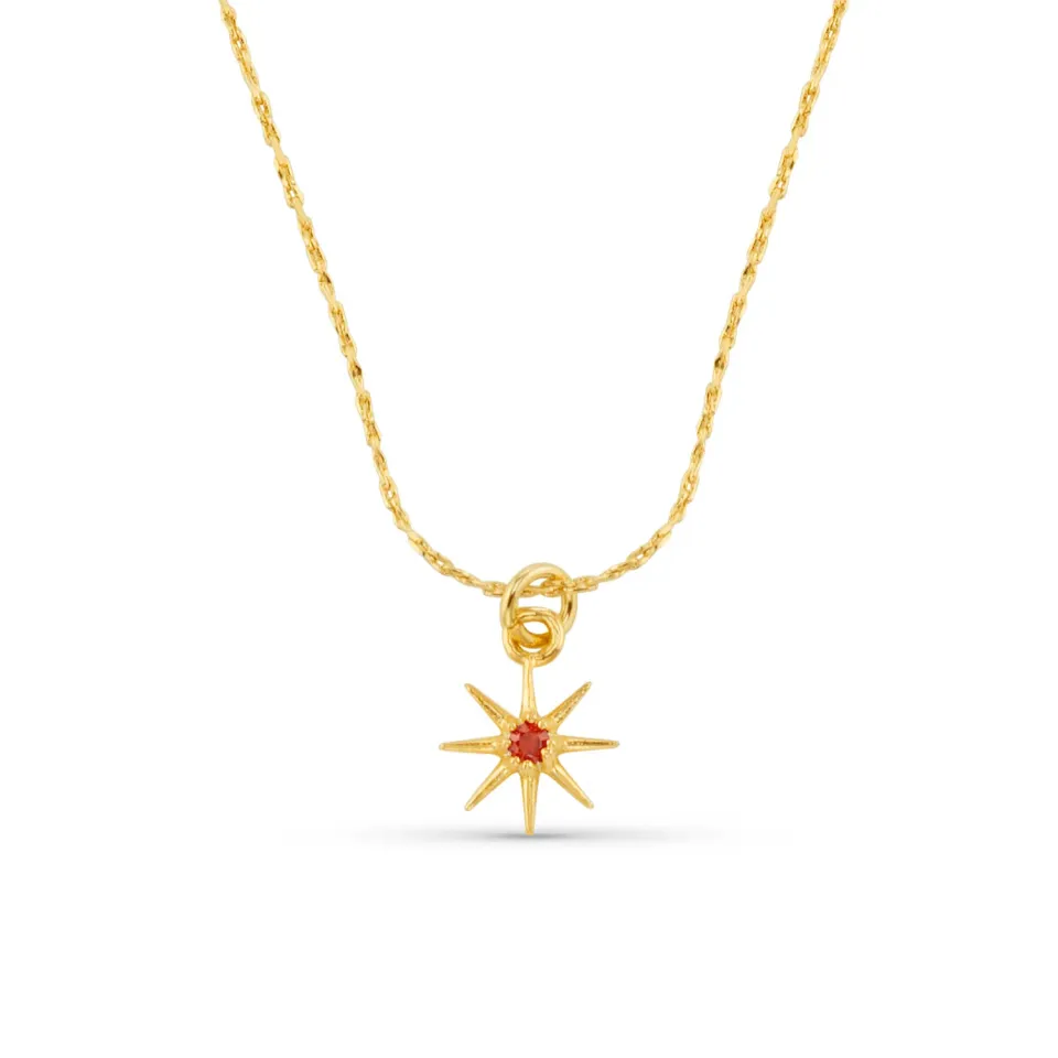 Orelia January Birthstone Garnet halskæde forgyldt stjerne