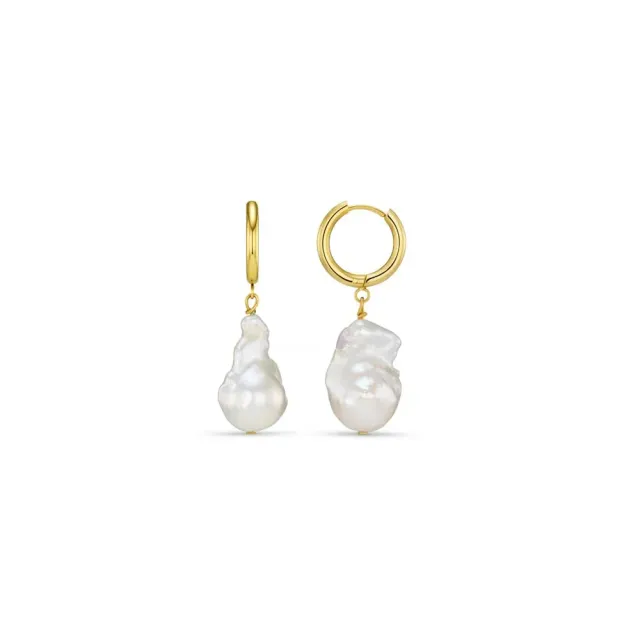 Orelia LUXE Statement Pearl Drop hoop øreringe guld