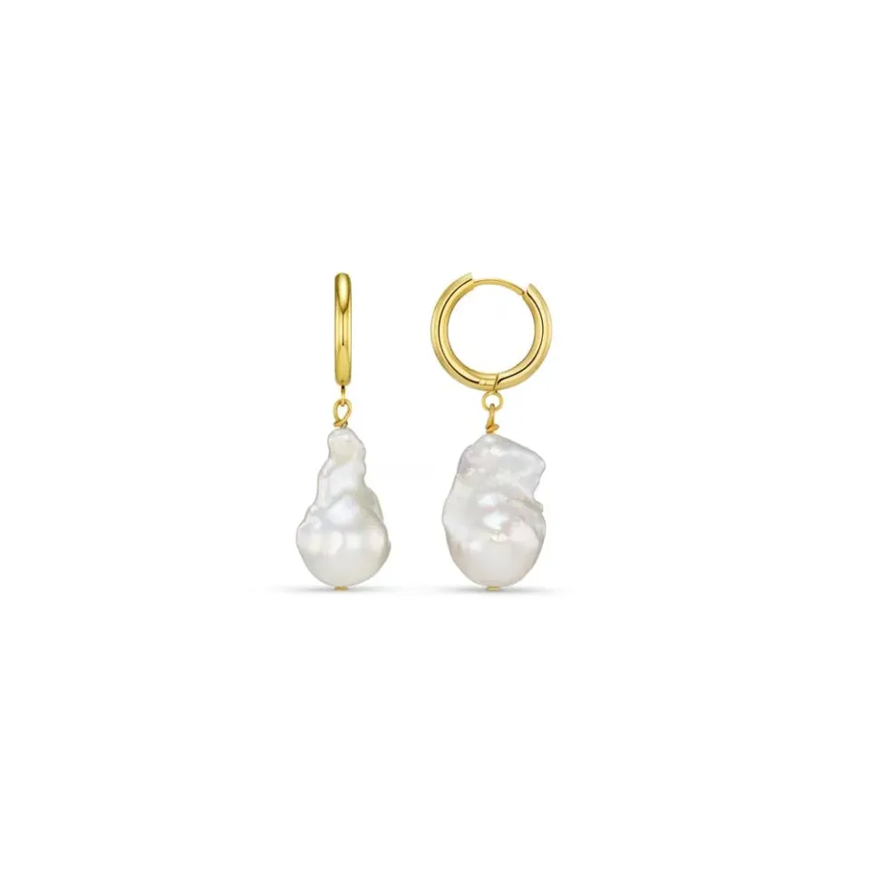 Orelia LUXE Statement Pearl Drop hoop øreringe guld