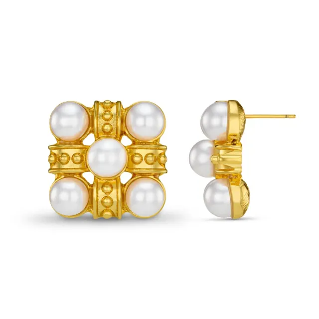 Orelia Statement Cross Pearl stud øreringe guld perle