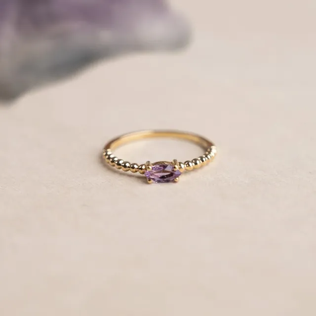 Sisi Copenhagen Ingeborg ring 9 kt guld ametyst marquise