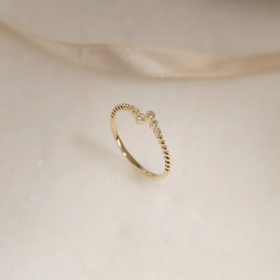 Sisi Copenhagen Rina krystalring massivt guld 9 kt