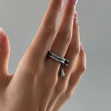 TIMI OF SWEDEN Storm Duo Drop ring rustfrit stål vandtæt