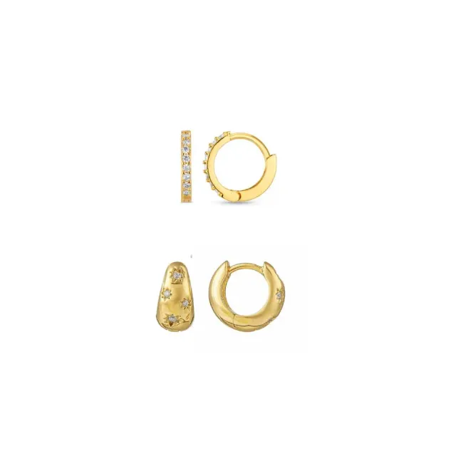 Orelia Pavé Tapered Crystal Starburst øreringe sæt guld