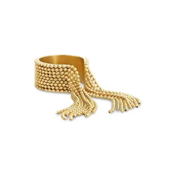 TIMI OF SWEDEN Agneta Tassel ring rustfrit stål justerbar