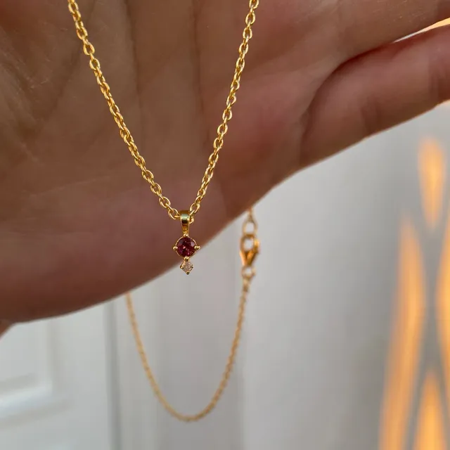 Bykjaergaard Glow halskæde pink turmalin diamant